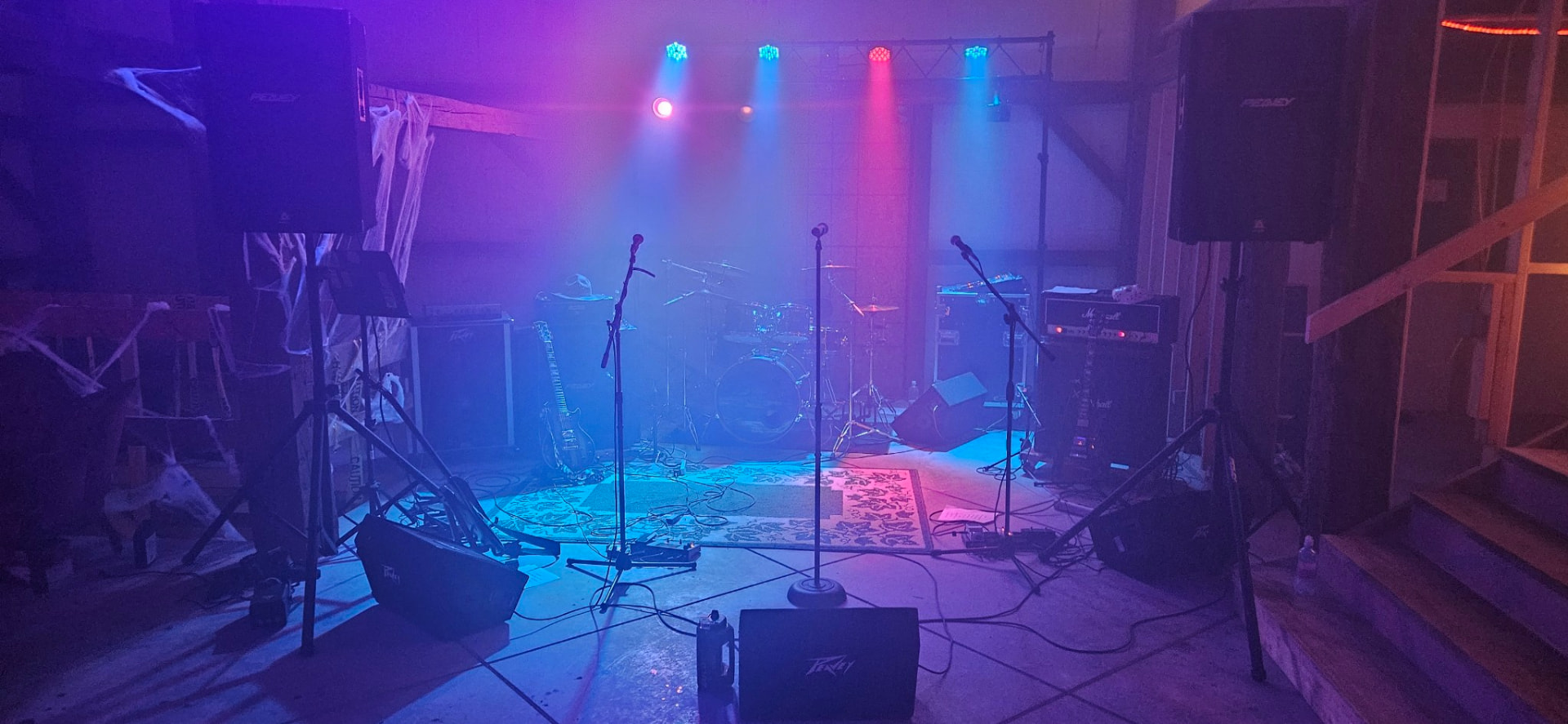 Piece of Me stage set up with PA and lights before doors